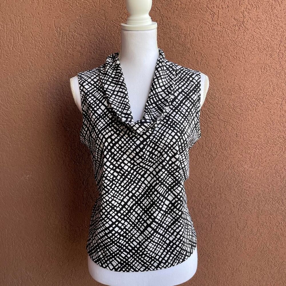 Y2K Black & White Cowl Neck Top